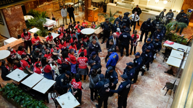 Jewish protesters fill NY's Trump Tower demanding Mahmoud Khalil's release, 98 arrested